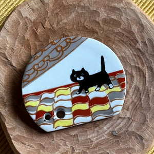 Füstölő tartó - Cica a háztetőn