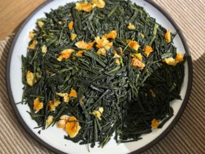 Yuzu sencha is a pleasantly citrusy, spicy, refreshing green tea.